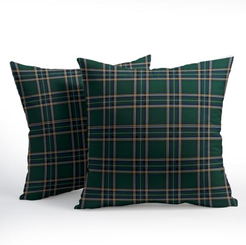 Christmas Plaid Pillow Covers 16x16 Set of 2 Green Highly Absorbent - Image 2