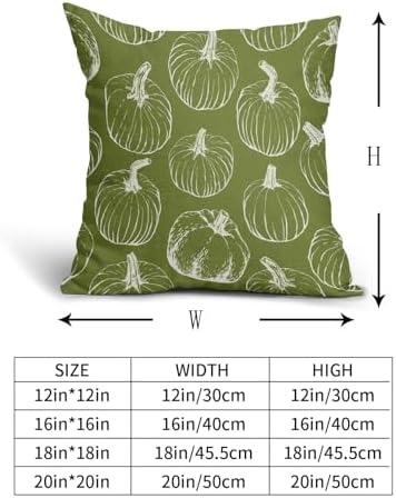 Lime Green Fall Pumpkin Pillow Covers 16x16 Set of 2 Autumn Themed Thanksgiving Cream Print Decorative Throw Pillows Outdoor PillowCase Farmhouse Linen Cushion Case Decor for Home Sofa Couch Bed - Image 5