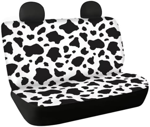 Car Rear Seat Covers Non-Slip Stretch Universal for Car Truck Van SUV, Cow Back Seats Cushion Protective Against Dirt & Pet Fur Womens Car Backseat Covers Decor