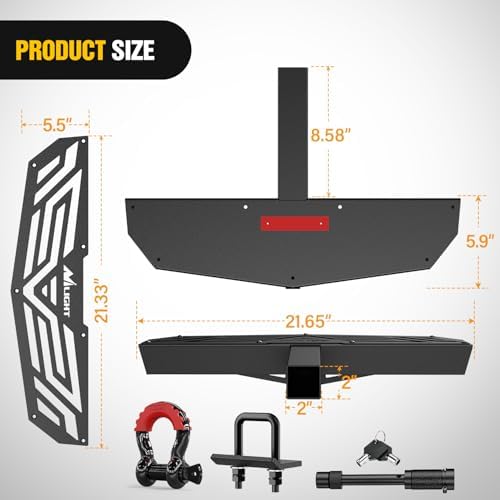 Nilight Hitch Step 2" Receiver Universal with Anti-Theft D-Ring Shackle
