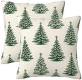 Green Christmas Tree Pillow Covers 18x18 Set of 2 Winter Holiday Decor by KiuLoam