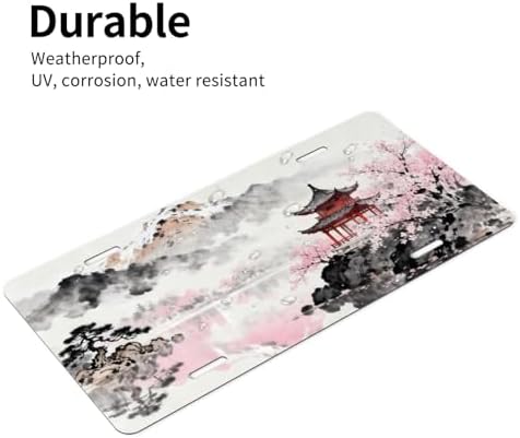 Cherry Blossoms Snow Mountain Front License Plate 6" * 12" for Women