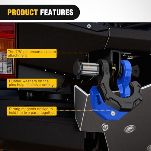 Nilight 2 Pack 3/4" D-Ring Separate Shackle 45,000 Lbs Break Strength | Includes 7/8" Lock Pin, Isolators and Washers Off Road Recovery, for Tow Strap Winch Truck Vehicle Black&Blue