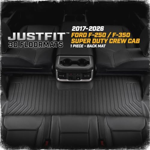 CAT® JustFit™ 3D Custom Fit Rear Floor Mat for Ford F-250 F-350 Super Duty Crew Cab 2017-2026, Heavy Duty Rubber Floor Liner Laser Measured, Ford Super Duty Accessories