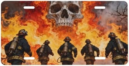 Skull Fire Firefighter Front License Plate 6" * 12" for Women