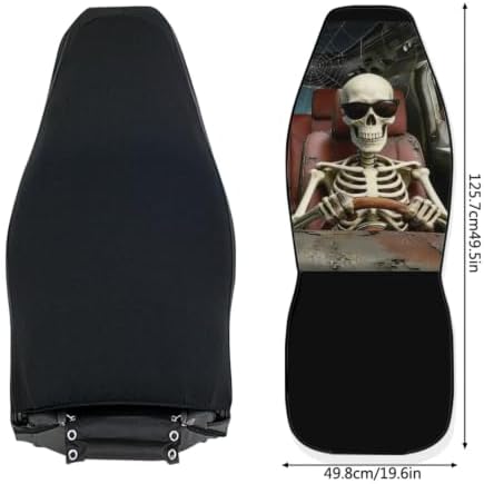 Bulopur Funny Skull Print Car Seat Covers Front 2 Pack Stretchy