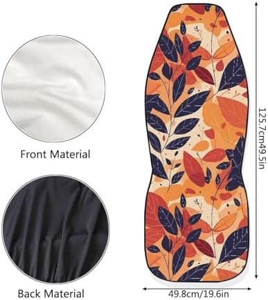 Leaf Set Car Seat Covers for Low Back Car Seats 2pcs, Modern Botanical Durable Car Seat Cover, Red Yellow Line Drawing Art Universal Auto Seats Protector Fits for Car