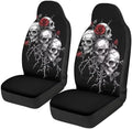 Halloween Skull Rose Car Seat Covers 2 Pcs Universal Front Car Seats Breathable Stretch Polyester Fabric Cover Easy Installation Suitable for Cars, SUV and Trucks