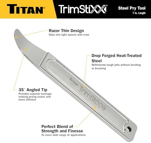 Titan 11571 Trim Stixx 7-Inch Wedge Pry Bar Tool with Razor-thin Angled Pry End - Image 2
