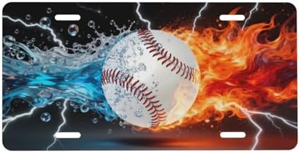 Water Fire Baseball Front License Plate 6" * 12" for Women