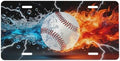 Water Fire Baseball Front License Plate 6" * 12" for Women
