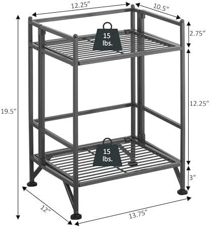 Convenience Concepts Xtra Storage Shelves - 2 Tier Folding Metal Organizer Shelf for Office, Closet, Laundry Room, Garage, Kitchen, Bathroom, & Bedroom, No Tools Assembly, Cobalt Blue - Image 3