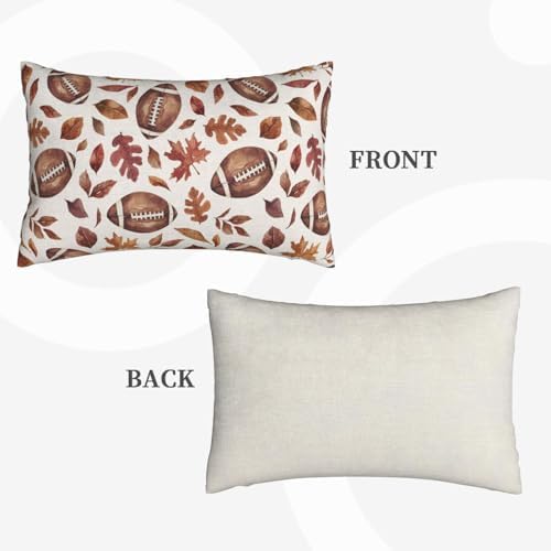 Fall Pillow Covers 12x20 Set of 2 Orange Maple Leaf Football Pillow Cases Autumn Thanksgiving Outdoor Fall Decoration Throw Pillows Linen Farmhouse Lumbar Cushion Covers for Couch Home Decor - Image 2