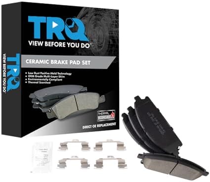 TRQ Front Brake Pads Ceramic Hardware Wear Sensor