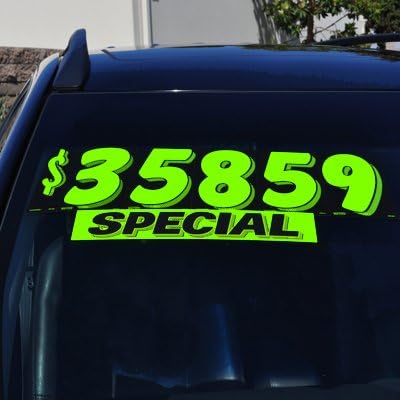Ez-line Vinyl Windshield Stickers 3 Dozen 15 Inch Chartreuse Slogan Dealership - Image 3