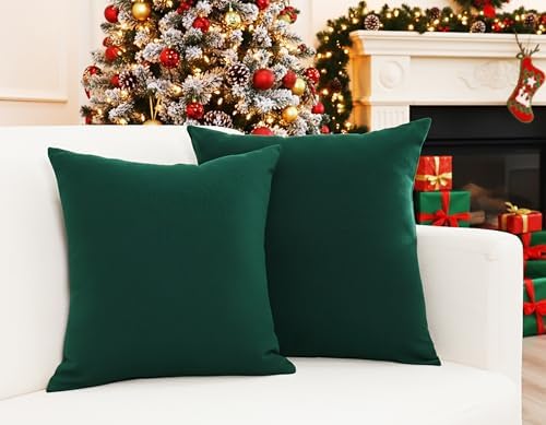 PurpleEssences Solid Throw Pillow Cover, 16x16 in Set of 2 - Forest Green - Image 2