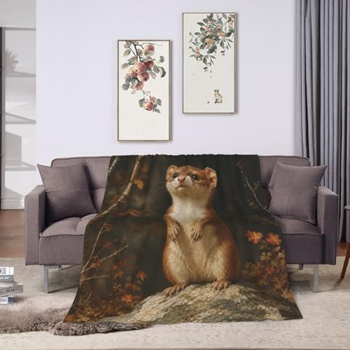 Cute Ferret Blanket for Women, Gifts for Girls, Animal Blankets for Kids, Soft Cozy Lightweight Throw for Bed Sofa Home Travel Room Decor, 50x60 Inch - Image 5
