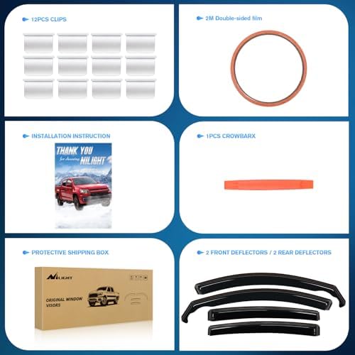 Nilight in-Channel Rain Guards for Hyundai Elantra 2021-2025 4PCS