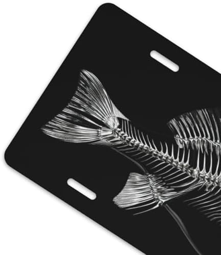 Metal Fish Skull Front License Plate 6" * 12" for Women