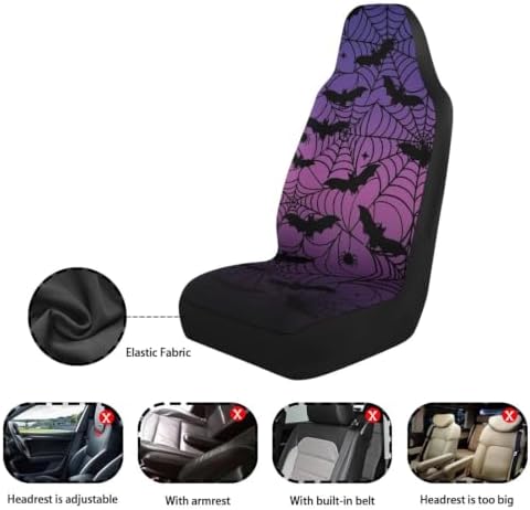 Purple Black Bat Car Seat Covers for Front Seats Soft
