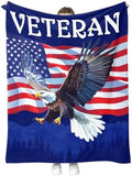 Veteran Gifts for Father Dad Men, American Stars Flag Eagle Throw Blanket Present for Veterans Day Retirement Birthday Christmas 50"x60" by Hohoto