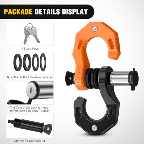 Nilight 2 Pack 3/4" D-Ring Separate Shackle 45,000 Lbs Break Strength | Includes 7/8" Lock Pin, Isolators and Washers Off Road Recovery, for Tow Strap Winch Truck Vehicle Black&Orange