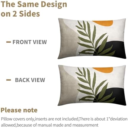 Spring Boho Pillow Covers 12x20 Set of 2 Abstract Mid Century Throw Pillow Covers Green Pillowcase Linen Decoration Farmhouse Soft Decorative Aesthetic Cushion Case Couch for Indoor Outdoor Home Decor - Image 6