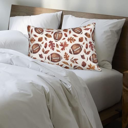 Fall Pillow Covers 12x20 Set of 2 Orange Maple Leaf Football Pillow Cases Autumn Thanksgiving Outdoor Fall Decoration Throw Pillows Linen Farmhouse Lumbar Cushion Covers for Couch Home Decor - Image 7