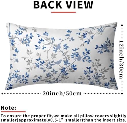 Sweetshow Bird and Leaf Pillow Covers Set of 2 Cotton 20x12 Inches - Image 4