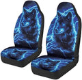 Cool Wolf Car Seat Covers 2 Pcs Stretch Polyester Fabric Cover Breathable Car Seat Cover Easy Installation Universal Size Fit for Most Cars SUVs