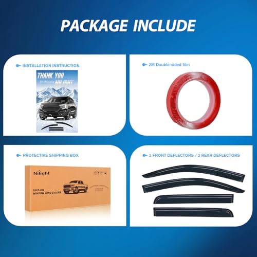 Nilight Tape-On Window Visors for Chevy Colorado GMC Canyon 2023-2026, 4PCS