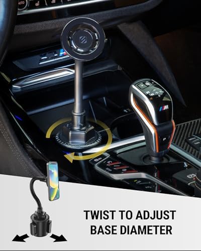 Scosche MagicMount™ SMSCUP Magnetic Cup Holder Phone Mount with Adjustable Gooseneck and Magnet Head, MagSafe Phone Holder for Car Compatible with iPhone 16 15 14 13 12 Series, Mag Safe Case & Android