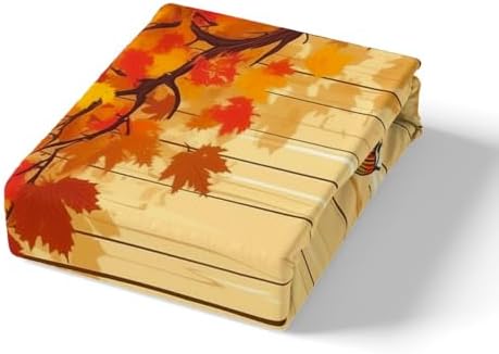 Feelyou Fall Pumpkin Bed Sheets Set King Size Thanksgiving Harvest Season Fruit Decor Sheet Set for Kids Boys Girls Decor Maple Leaf Sheets with Deep Pocket Fitted Sheet Deep Orange - Image 5