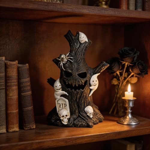 Halloween Lighted Tree Stump Decoration, Glowing Red Face Decor - Image 5