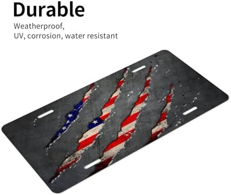 Torn American Flag Front License Plate 6" * 12" for Women