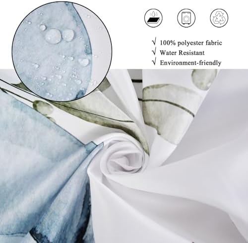 Fall Pumpkins Shower Curtain, Watercolor Green Autumn Pumpkins with Leaves On The Top Harvest Fruits Thanksgiving Bathroom Curtain Waterproof Fabric Machine Washable with Hooks, 65" Wx72 L - Image 4