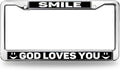 God Loves You License Plate Metal Frame God Christian Bible Black Car Chrome License Plate Frame
