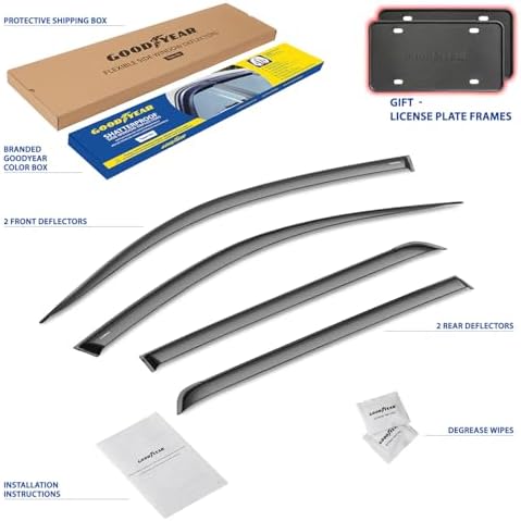 Goodyear Shatterproof Window Deflectors for Honda Pilot 2023-2026, Tape-on Rain Guards, Window Visors, Vent Deflector Visor, Car Accessories, 4 pcs. - GY008783