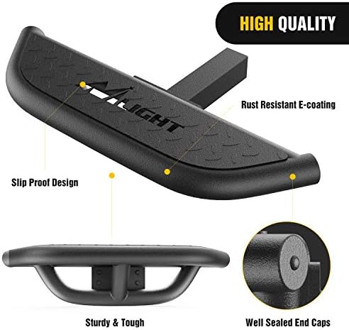 Nilight Hitch Step with 2" Hitch Receiver Rear Bumper Guard Protector Compatible with Car Truck Vehicles Upgraded Textured Black Hitch Step Bar with Hitch Lock & U-Bolts Stabilize