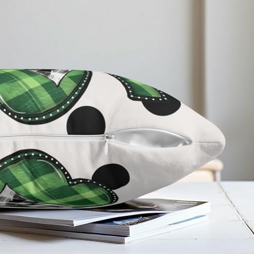 Sweetshow St. Patrick's Day Pillow Covers 12x12 Inches Polka Dots Lucky Green Shamrock Throw Pillow Case Set of 2 Irish Pillows Cotton Linen Cushion Cover for Home Couch Sofa Livingroom - Image 4