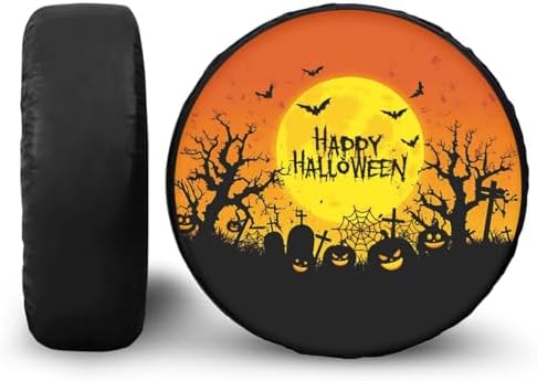 Halloween Night Scene Spare Tire Cover, Wheel Protectors Tyre Covers Wheel Covers Universal for Trailer RV SUV Truck Travel Trailers Camper, Accessories 15" Fits Tire Diameter 27.6"-29.5"
