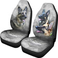3D German Shepherd Print Car Front Seat Covers, Breathable Easy to Install Automotive Bucket Seat Covers Fits Most Cars SUV Trucks, Grey