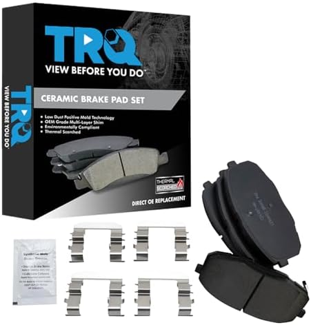 TRQ Front Brake Pads Ceramic Hardware Wear Sensor