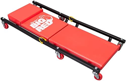 Big RED 36" 2-Piece Padded Rolling Garage/Shop Creeper, Mechanic Cart with Headrest and 6 Casters, Red TR7565R Torin by BIGRED