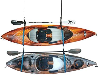 Pelican Double Kayak Storage Strap System - for Indoor and Outdoor Kayak and SUP Paddle Board Hangers - Comes with Paddle Clips - Black/Turquoise by Unknown