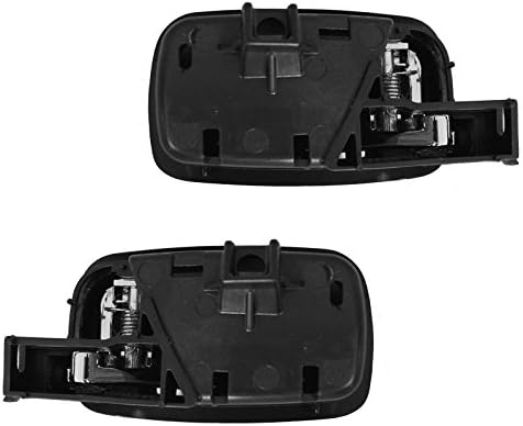 TRQ Door Handle Front Inner Inside Black & Chrome Pair Set