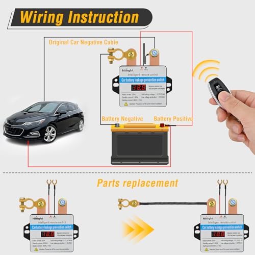 Nilight Remote Battery Disconnect Switch 12V 24V 360A w/Voltmeter Display