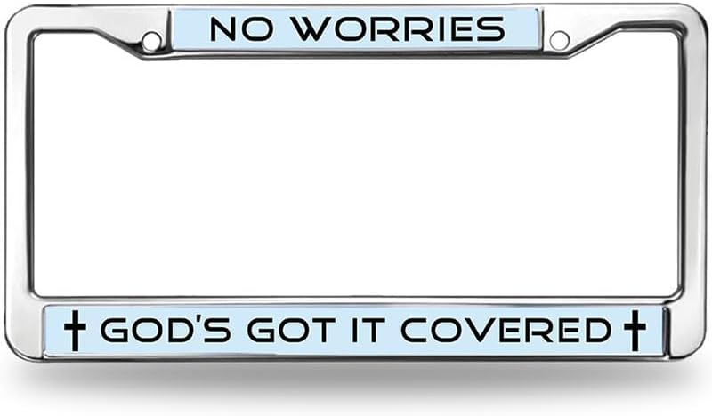 No Worries God's got it Covered Stainless Steel Car Licence Plate Covers Bible Verses Quotes Black Car Chrome License Plate Frame