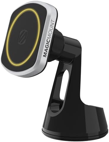 Scosche MP2ROWD MagicMount Pro2 MagSafe Car Dashboard/Windshield Suction Mount, Hands-Free Cell Phone Holder Compatible with iPhone 16/15/14/13/12 Series and More with MagicRing Adapter, Pack of 2