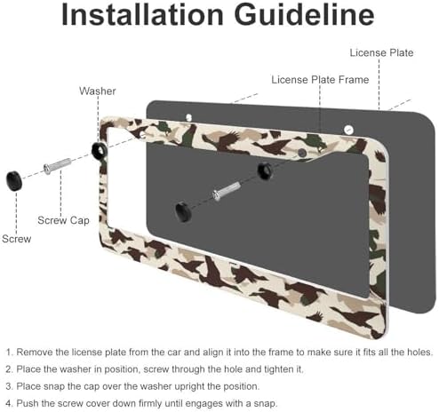 2Pack 2 Holes Hunting Ducks Camouflage Vintage License Plate Frame Aluminum Car Decorative Parts Cars Decor License Plate Cover Frames for Standard US Vehicle 12.2x6.3 in